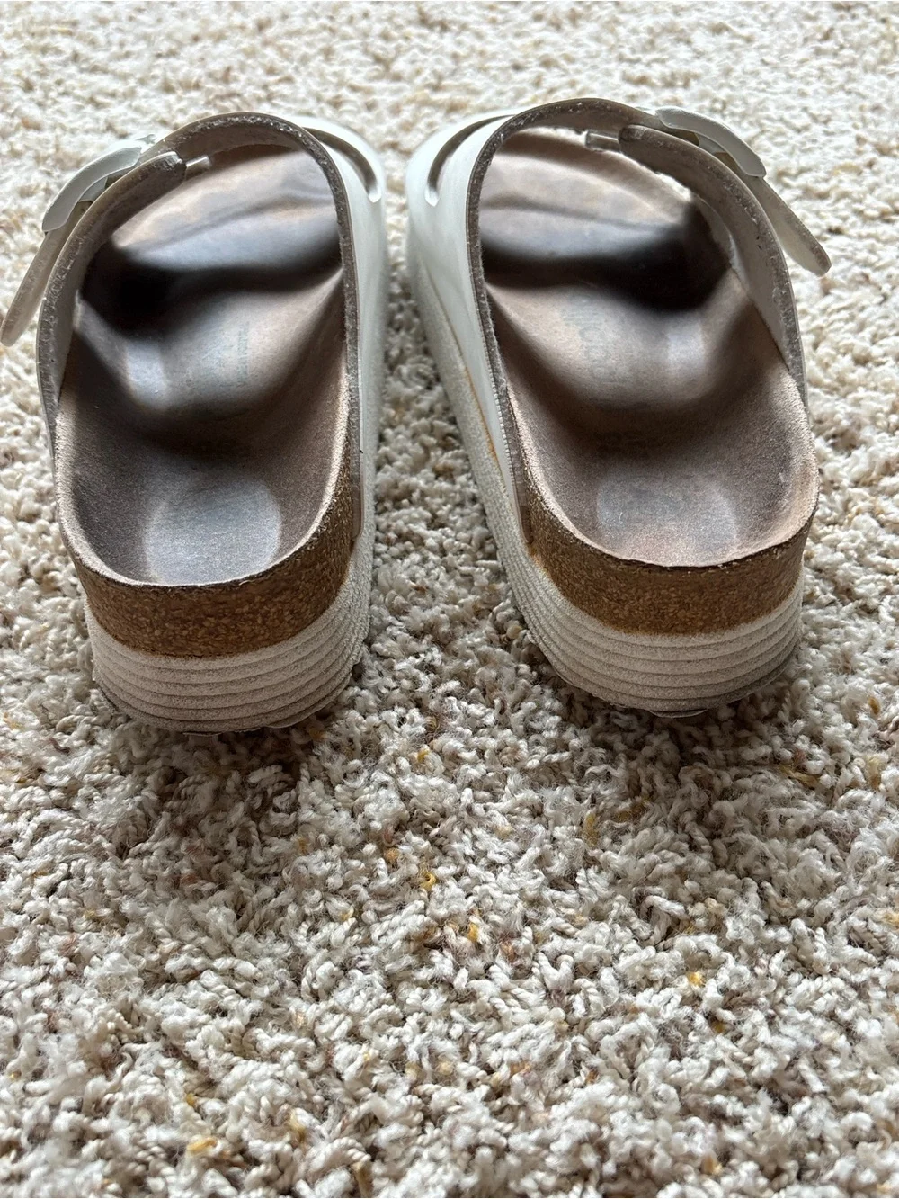 Birkenstock Papillio Arizona Flex White Platform Slides Sandals Sz 36